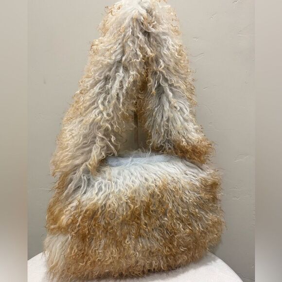 2 Tone Real Mongolian Lamb Fur Handmade Shoulder Bag, Real Shearling Crossbody - Picture 9 of 16